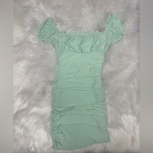 Club L square next ruched mini dress mint green
